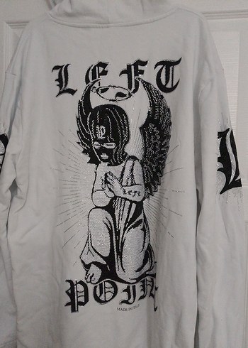 Beyaz Kapüşonlu Baskılı Kadın Sweatshirt - Görsel 5