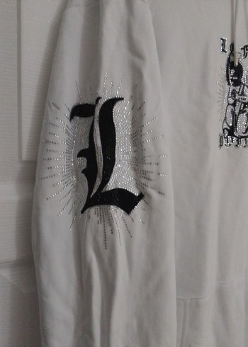 Beyaz Kapüşonlu Baskılı Kadın Sweatshirt - Görsel 4