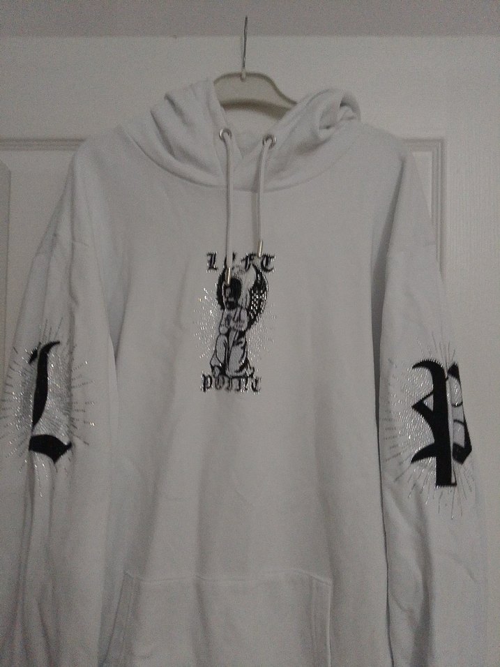 Beyaz Kapüşonlu Baskılı Kadın Sweatshirt - Görsel 2