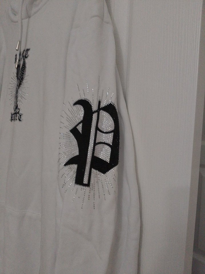 Beyaz Kapüşonlu Baskılı Kadın Sweatshirt - Görsel 3