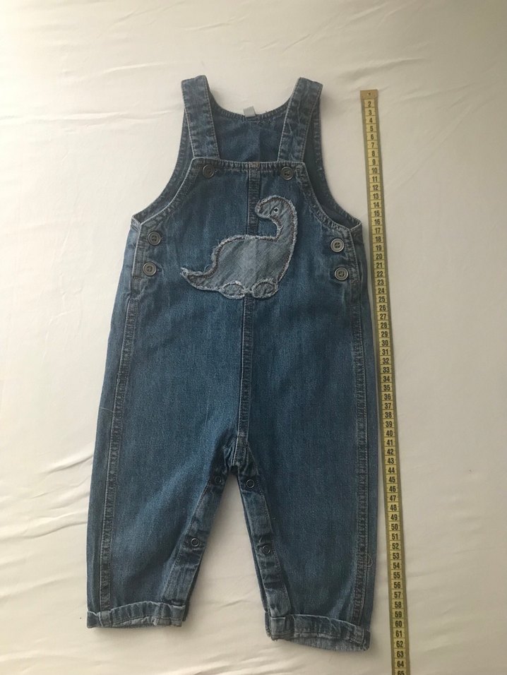 Erkek Çocuk Kot Askılı Pantolon Dinozor Nakışlı - Görsel 4