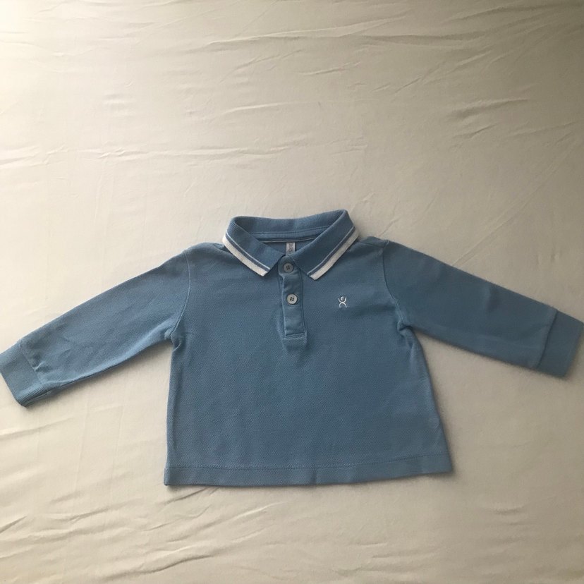 Erkek Çocuk Mavi Uzun Kollu Polo Tişört 9 Aylık - Görsel 5