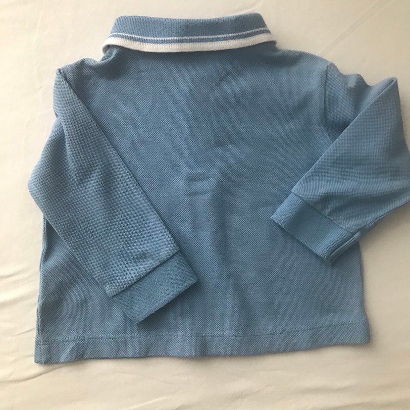 Erkek Çocuk Mavi Uzun Kollu Polo Tişört 9 Aylık - Görsel 2