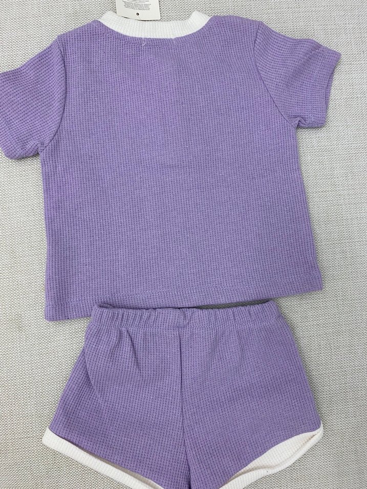 Düğmeli Mor Bebek Kız Kıyafet Takımı - Görsel 2