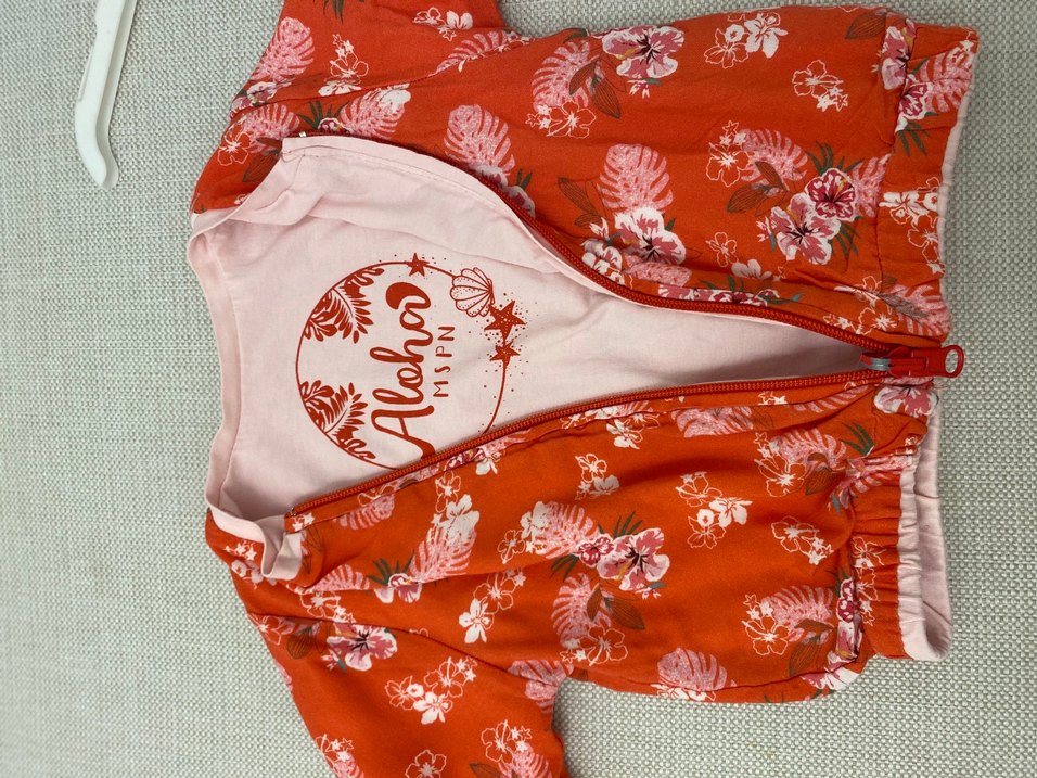 Kız Çocuk Çiçek Desenli Renkli Fermuarlı Ceket - Görsel 3