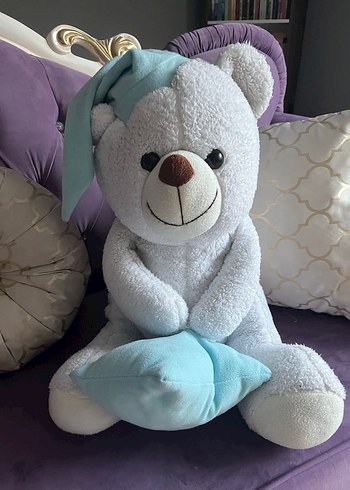Beyaz Peluş Oyuncak Ayı Yastıklı