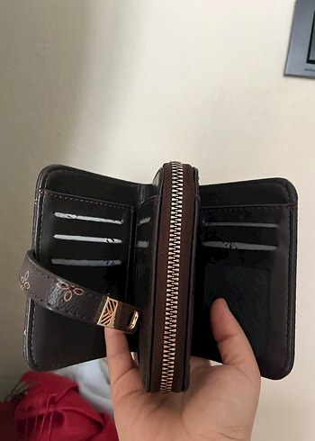 Cüzdan #Kahverengi Deri Baskılı Kadın Cüzdan - Görsel 4