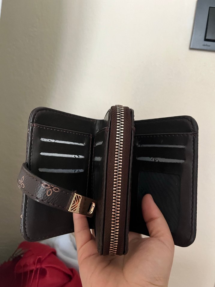 Cüzdan #Kahverengi Deri Baskılı Kadın Cüzdan - Görsel 4