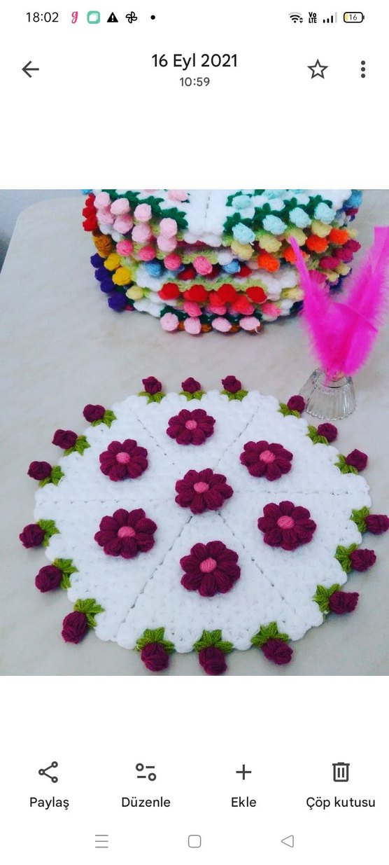 Çiçek Desenli El Yapımı lif - Görsel 2