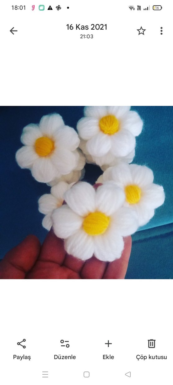 Renkli Örgü Çiçek - Görsel 2