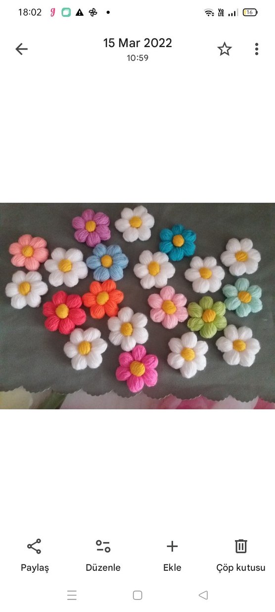 Renkli Örgü Çiçek - Görsel 3