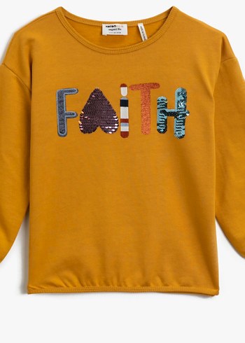 Kız Çocuk Sarı Uzun Kollu Nakışlı Sweatshirt