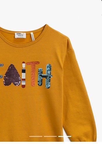 6 Yaş Beden Kız Çocuk Sarı Uzun Kollu Nakışlı Sweatshirt