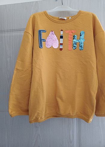6 Yaş Beden sarı Renk Kız Çocuk Sarı Uzun Kollu Nakışlı Sweatshirt