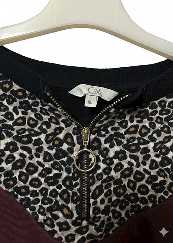 Leopar Desenli Fermuarlı Sweatshirt - Görsel 3