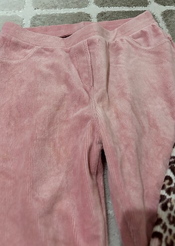 Kız Çocuk Pembe Süet Rahat Kesim Tayt
