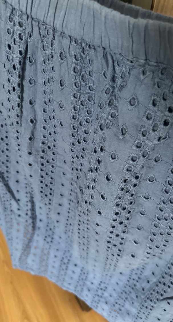 Dantel Detaylı Mavi Midi Etek - Görsel 2