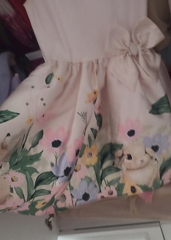 Pembe Çiçekli Kız Çocuk Elbise - Görsel 3