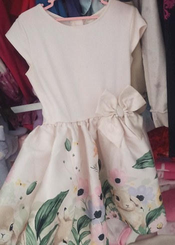 Pembe Çiçekli Kız Çocuk Elbise - Görsel 5