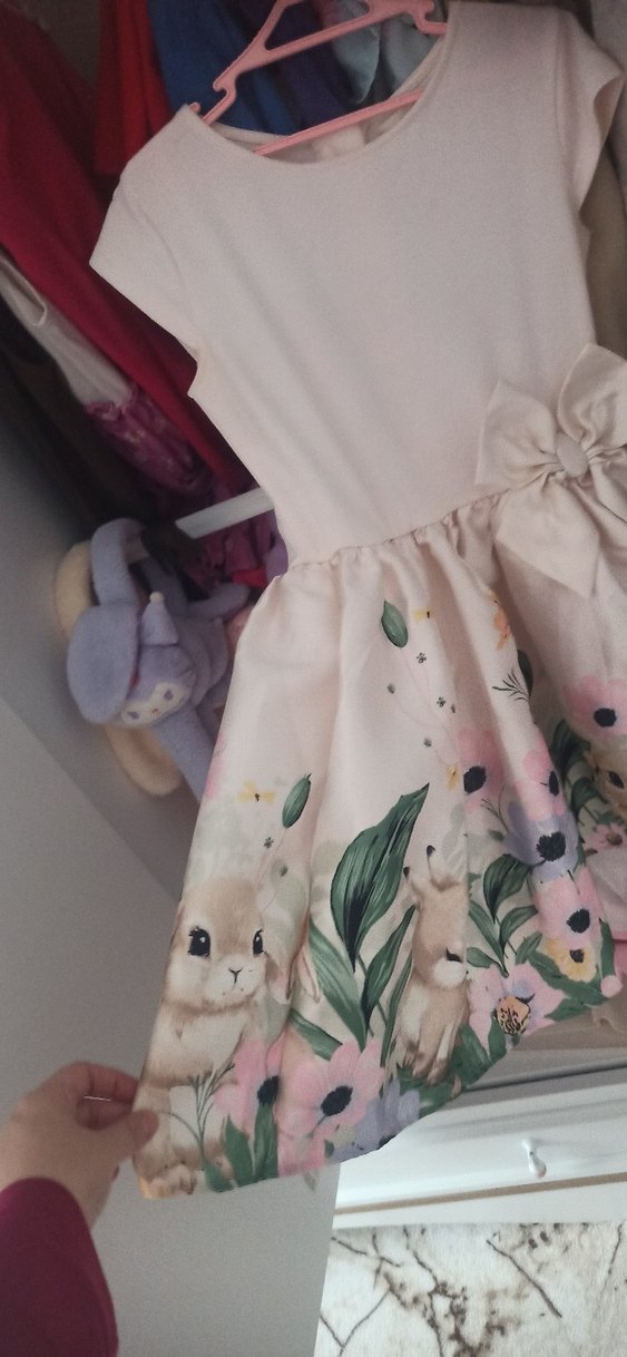 Pembe Çiçekli Kız Çocuk Elbise - Görsel 4