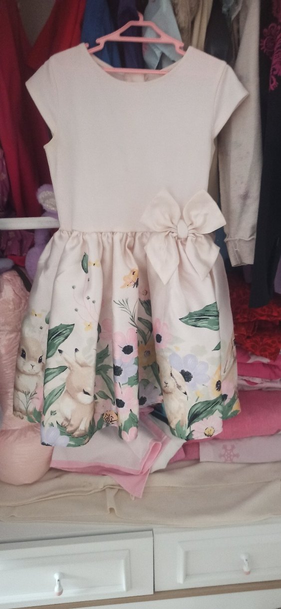 Pembe Çiçekli Kız Çocuk Elbise - Görsel 2