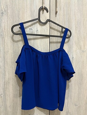 Diğer Yazlık askılı bluz saks mavi