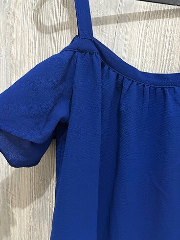 m Beden lacivert Renk Yazlık askılı bluz saks mavi