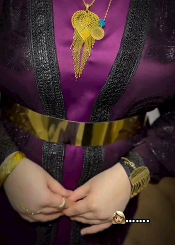 Mor Desenli Kadın Uzun Henna Elbise - Görsel 2