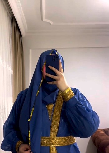 Uzun Mavi Kadın Elbise - Görsel 2