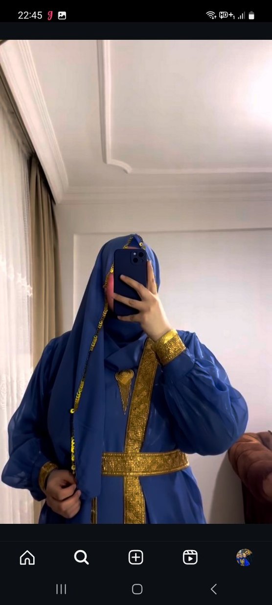 Uzun Mavi Kadın Elbise - Görsel 2