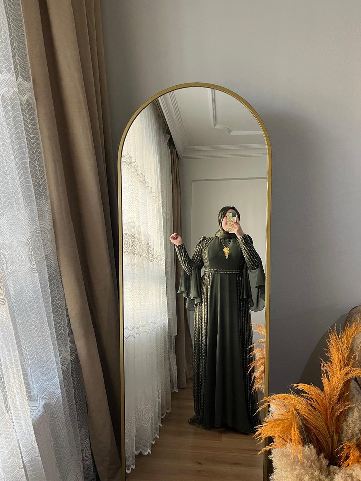 Haki Bohem Uzun Drapeli Abiye - Görsel 2