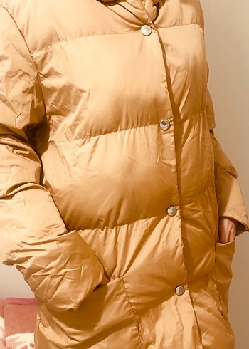 Tonyy Black Astarlı Düğmeli Bej Kadın Kışlık Mont - Görsel 2