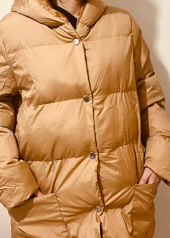 Tonyy Black Astarlı Düğmeli Bej Kadın Kışlık Mont - Görsel 3