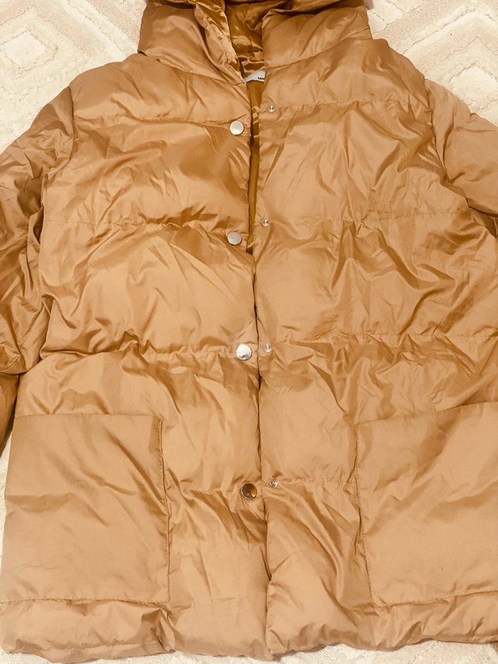 Tonyy Black Astarlı Düğmeli Bej Kadın Kışlık Mont - Görsel 4