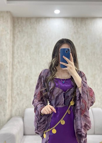 Mor Uzun Bohem Salaş Kadın Elbise - Görsel 3