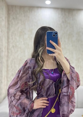 Mor Uzun Bohem Salaş Kadın Elbise - Görsel 2