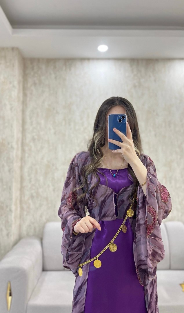 Mor Uzun Bohem Salaş Kadın Elbise - Görsel 3