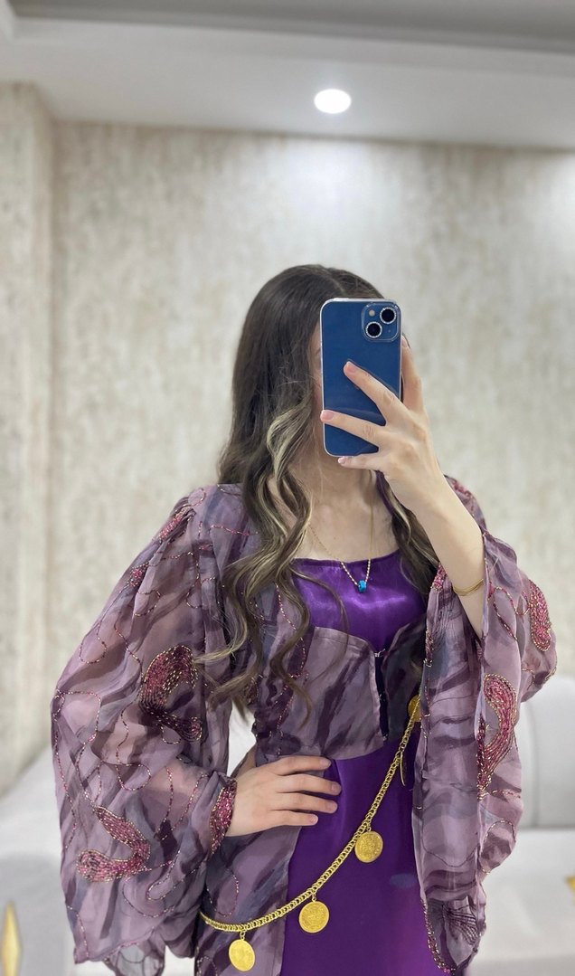 Mor Uzun Bohem Salaş Kadın Elbise - Görsel 2