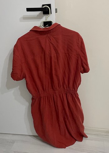 Kırmızı Keten Midi Elbise - Görsel 2