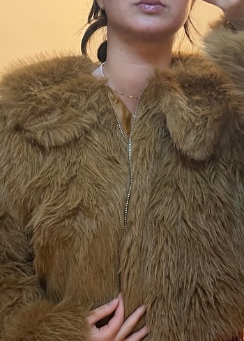 Kahverengi Kadın Suni Kürk Ceket - Görsel 7
