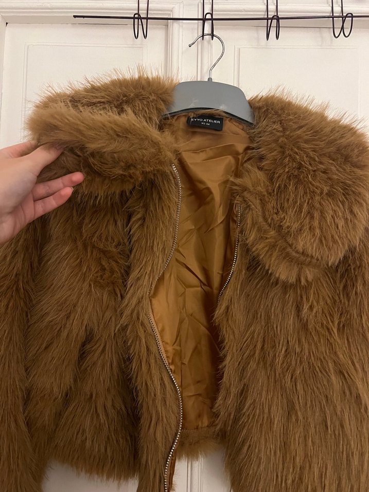 Kahverengi Kadın Suni Kürk Ceket - Görsel 5