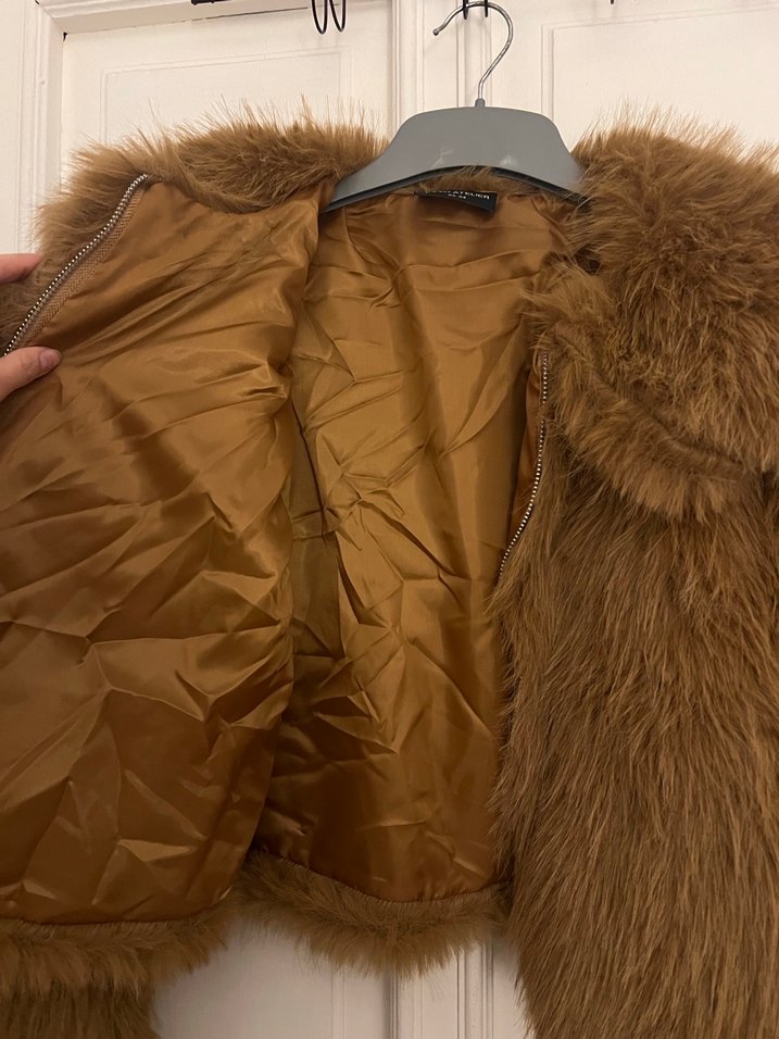 Kahverengi Kadın Suni Kürk Ceket - Görsel 4