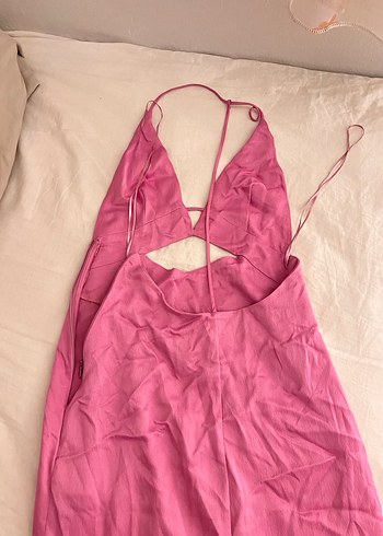 BERSHKA sırt dekolteli saten elbise - Görsel 7