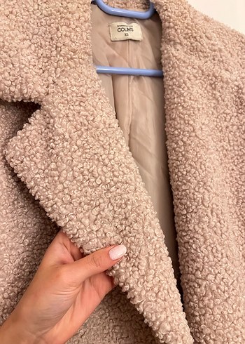 Colins teddy kaban, Bej Midi Kadın Kaban, Kürklü Notched Yaka - Görsel 4