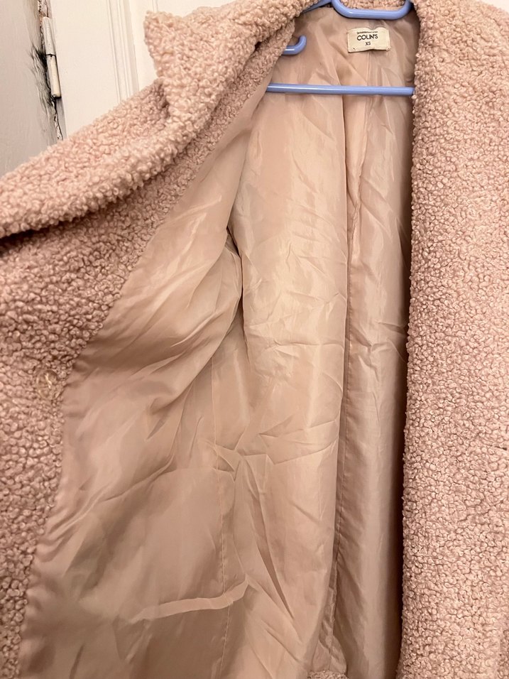 Colins teddy kaban, Bej Midi Kadın Kaban, Kürklü Notched Yaka - Görsel 5