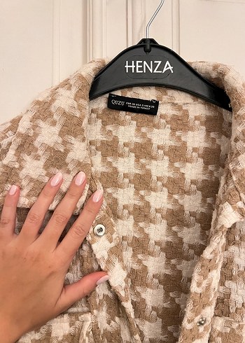 Düğmeli Kahverengi Kadın Oversize Gömlek - Görsel 2