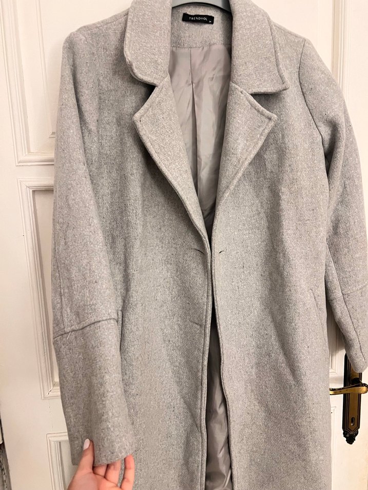 Gri Uzun Klasik Kaban - Görsel 5