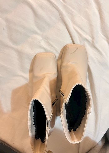 Bej Deri Platform Topuklu Kadın Bot - Görsel 4