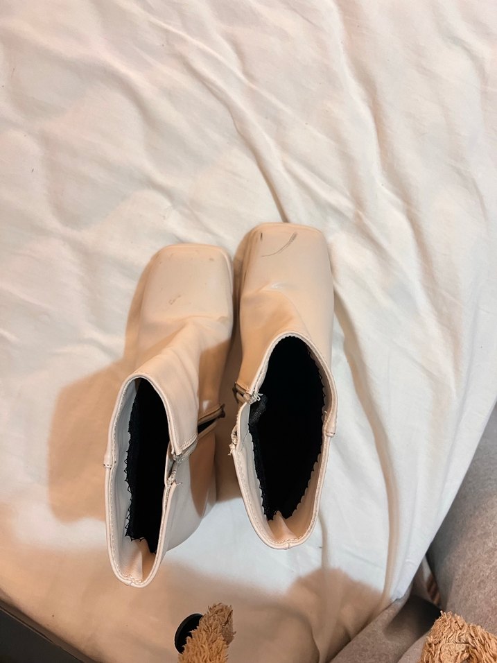 Bej Deri Platform Topuklu Kadın Bot - Görsel 3