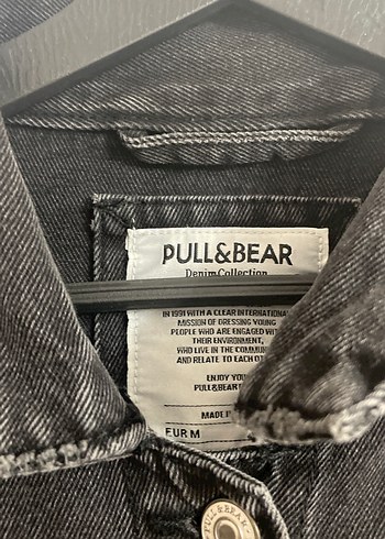 Pull and Bear Kadın siyah Düğmeli Denim Ceket Midi Boy